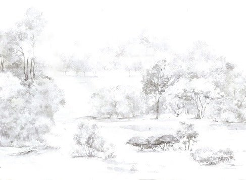 Carta da parati acquerello pineta