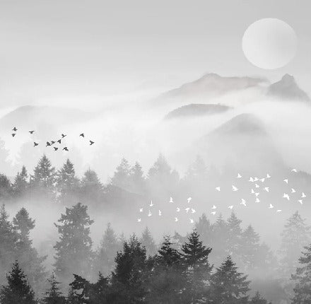 Sfondo di nebbia mistica di montagna