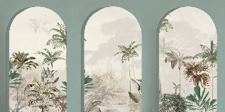 Carta da parati con archi verdi