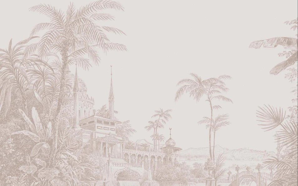 Papier peint jungle temple monochrome, XXL, tendance