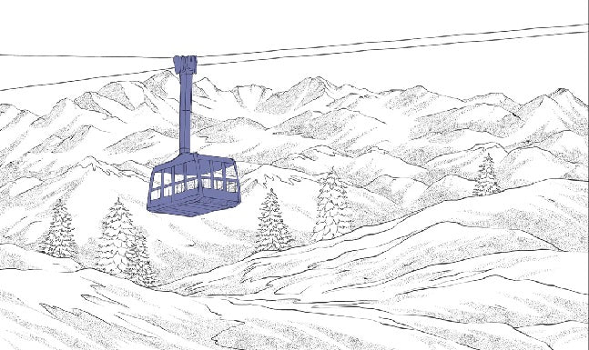 Carta da parati blu La Plagne télécabine