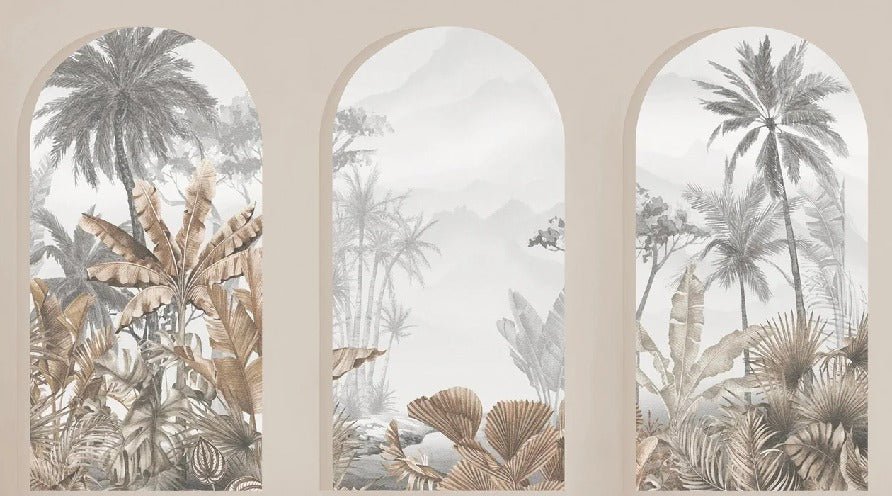Carta da parati archi tropicali seppia