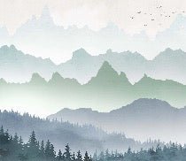 Foresta mattina nebbia carta da parati