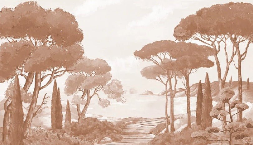 Carta da parati Passeggiata nei torrenti in terracotta