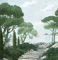 Camminare nella carta da parati verde dei ruscelli