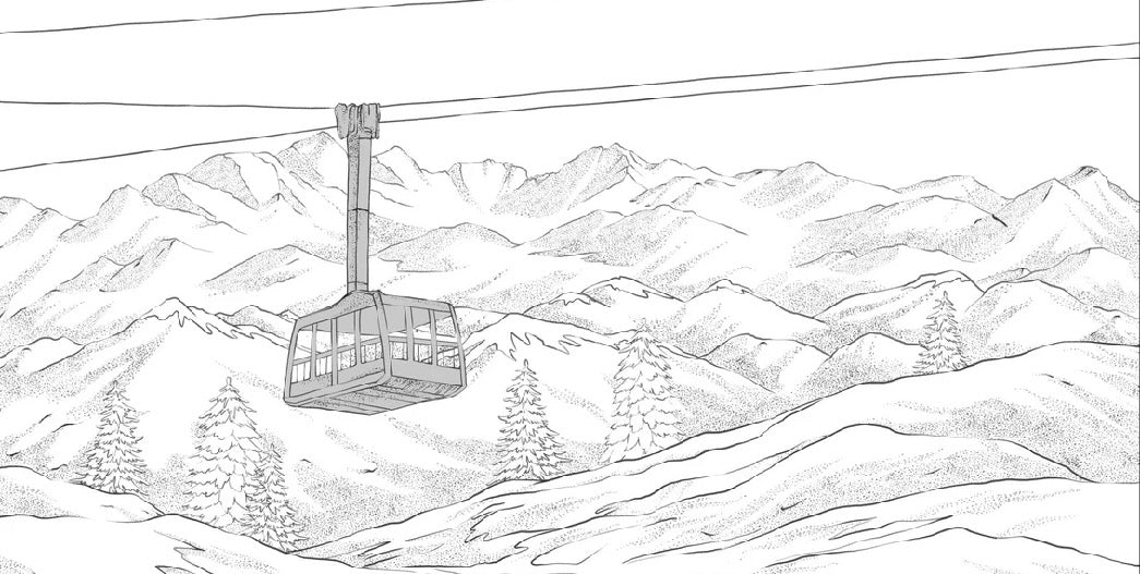 Carta da parati in bianco e nero della télécabine di La Plagne