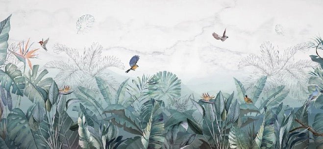 Carta da parati in marmo blu della giungla