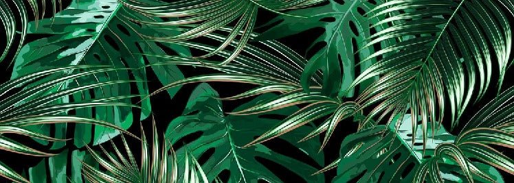 Carta da parati in tessuto non tessuto con grandi foglie verdi