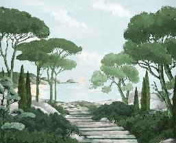 Camminare nella carta da parati verde dei ruscelli