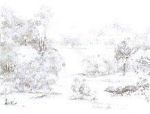 Carta da parati foresta di pini acquerello