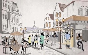 Carta da parati francese Paris café en terrasse