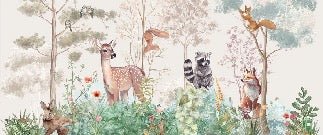 Carta da parati per la cameretta dei bambini magic nature beige