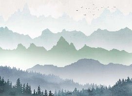 Foresta mattina nebbia carta da parati