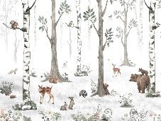 Primavera foresta animali carta da parati