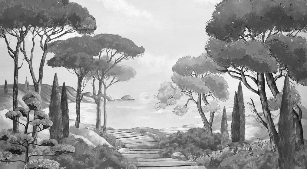 Carta da parati Walk in the creeks, bianco e nero