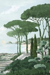 Camminare nella carta da parati verde dei ruscelli