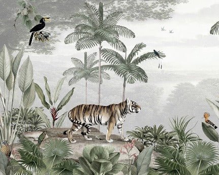 Carta da parati della giungla felina