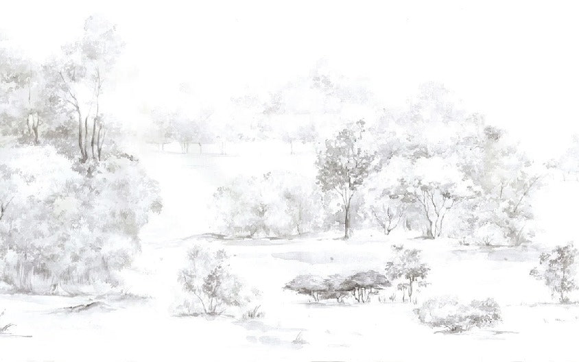 Papier peint forêt de pin aquarelle, XXL, tendance