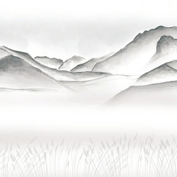 Carta da parati artistica Annecy tra lago e montagne GRIGIO