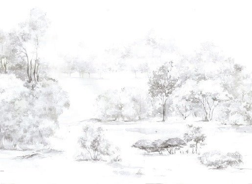 Papier peint forêt de pin aquarelle, XXL, tendance