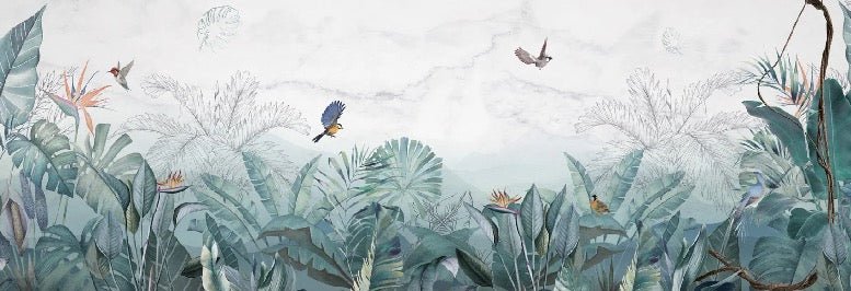 Carta da parati in marmo blu della giungla