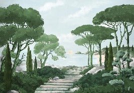 Passeggiare nel verde della carta da parati dei ruscelli