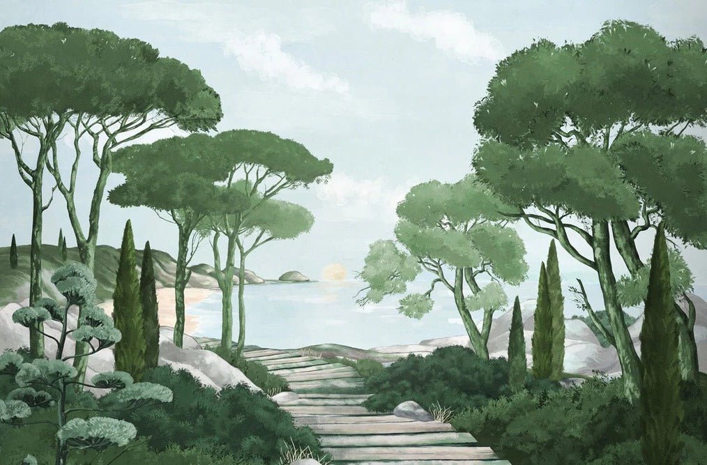 Passeggiare nel verde della carta da parati dei ruscelli