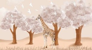 Carta da parati per la cameretta dei bambini Giraffa nella savana