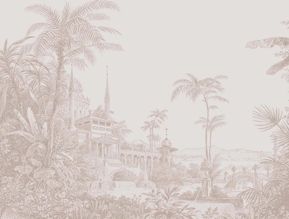 Carta da parati monocromatica della giungla dei templi