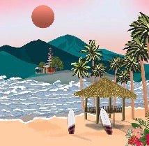 Carta da parati con illustrazione ispirata a Bali
