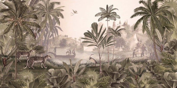 Carta da parati leopardata Jungle haven