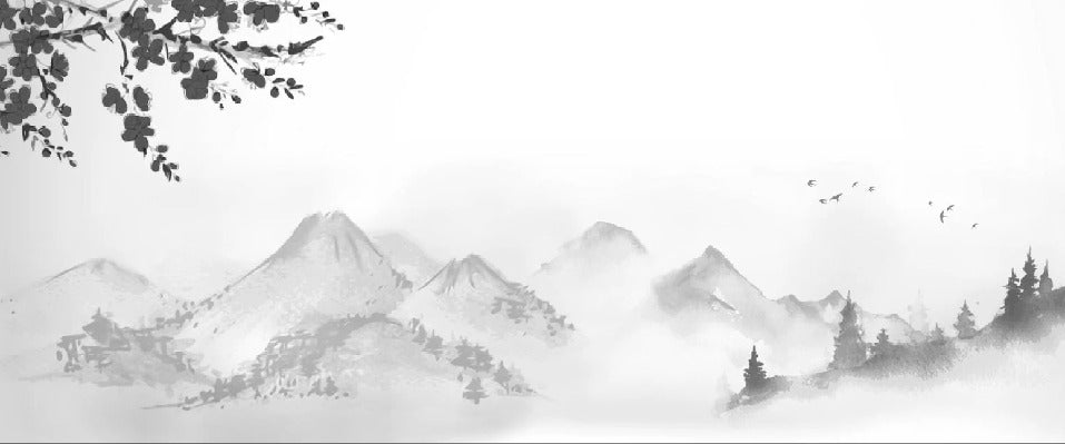Carta da parati con paesaggio minimalista Zen