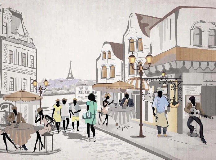 Carta da parati francese Paris café en terrasse