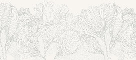 Gray and white panoramic wallpaper waltz of flowers, XXL, tendance