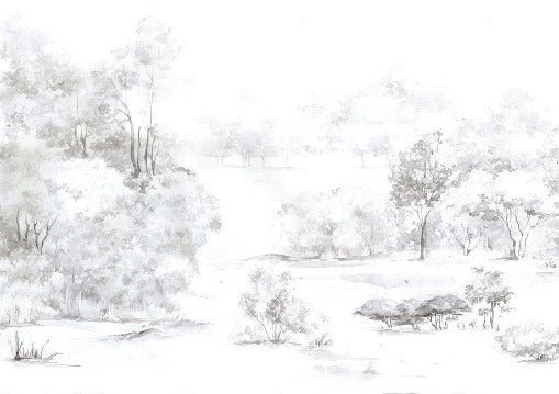 Carta da parati acquerello pineta