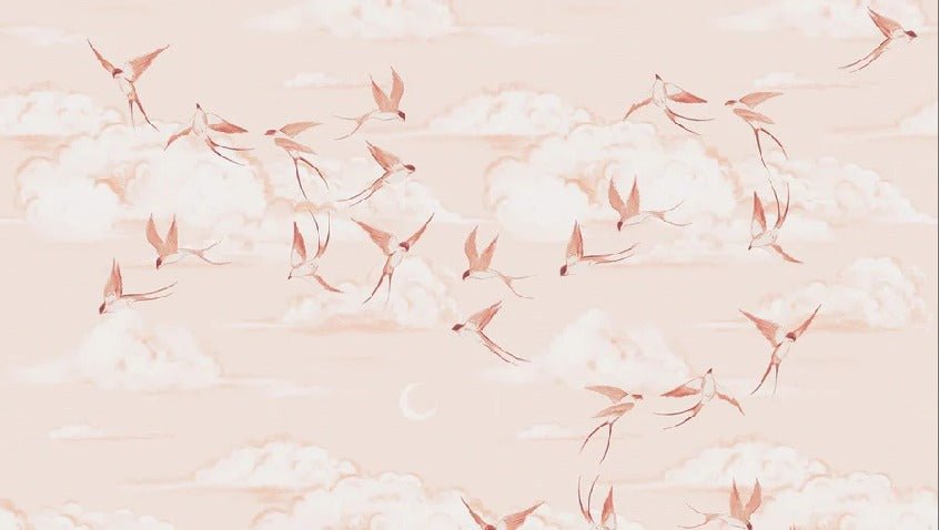 Carta da parati poetica per la cameretta dei bambini in terracotta