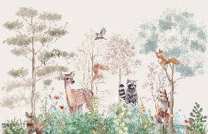 Carta da parati per la cameretta dei bambini magic nature beige