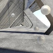 Carta da parati 3D con palline sospese architettoniche