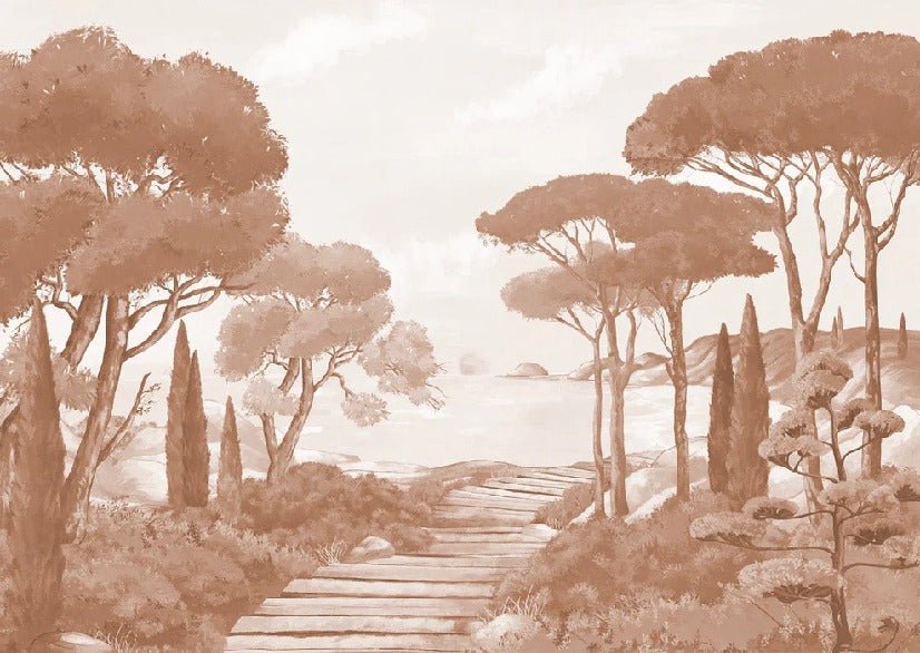 Carta da parati Passeggiata nei torrenti in terracotta