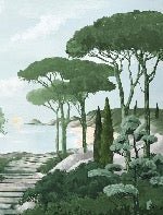 Camminare nella carta da parati verde dei ruscelli