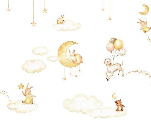 Carta da parati bianca per bambini con sogni graziosi