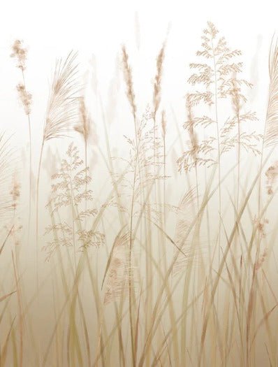 Carta da parati beige con fiori di campo di grano