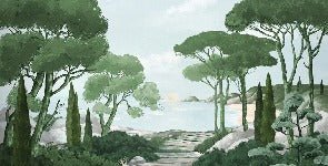 Passeggiare nel verde della carta da parati dei ruscelli