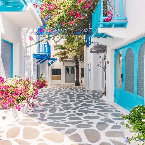 Carta da parati del villaggio greco di Santorini