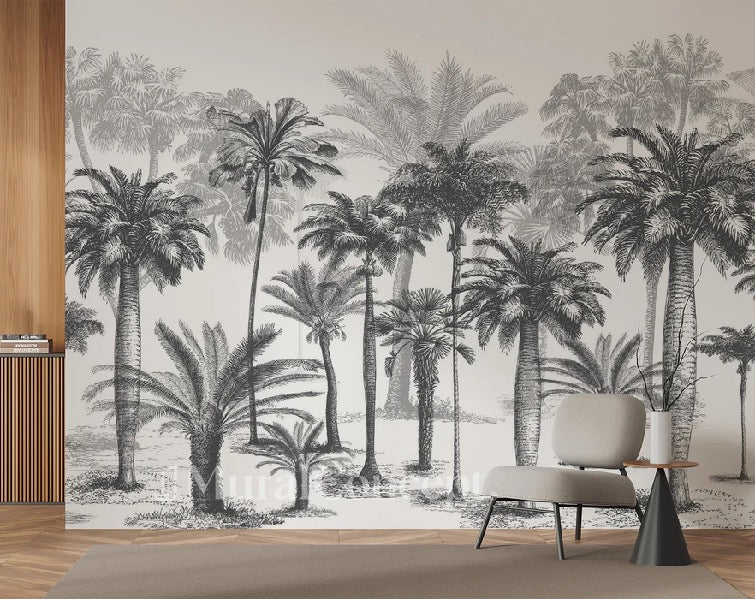 Carta da parati Jungle in bianco e nero