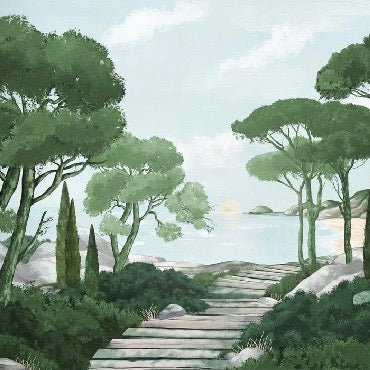 Passeggiare nel verde della carta da parati dei ruscelli