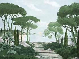 Camminare nella carta da parati verde dei ruscelli