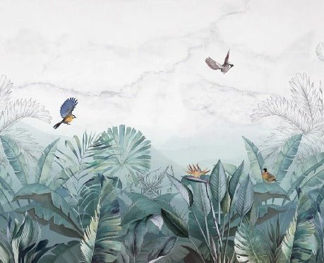 Carta da parati in marmo blu della giungla