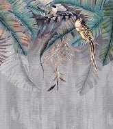 Carta da parati per WC Leaves & Birds