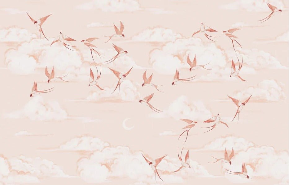 Carta da parati poetica per la cameretta dei bambini in terracotta